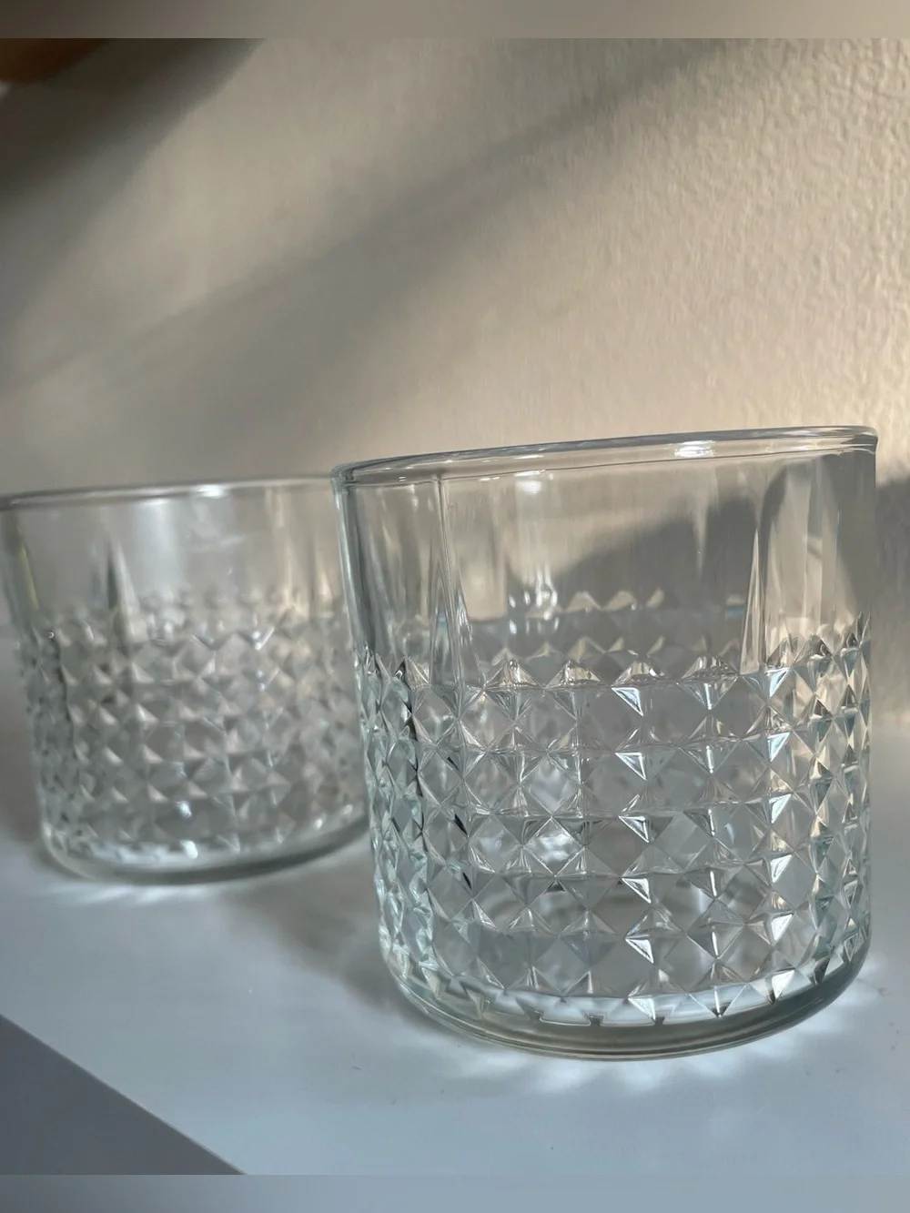 Set of 2 IKEA Textured Clear Glass Tumblers
